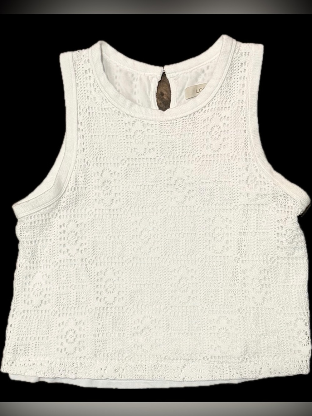 LOFT Sleeveless White Crochet Top Sz L